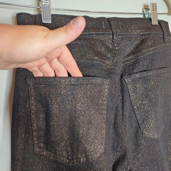 NWT Express Metallic Bronze Straight highrise stretch jeans.  Women's size 4 - Picture 8 of 16